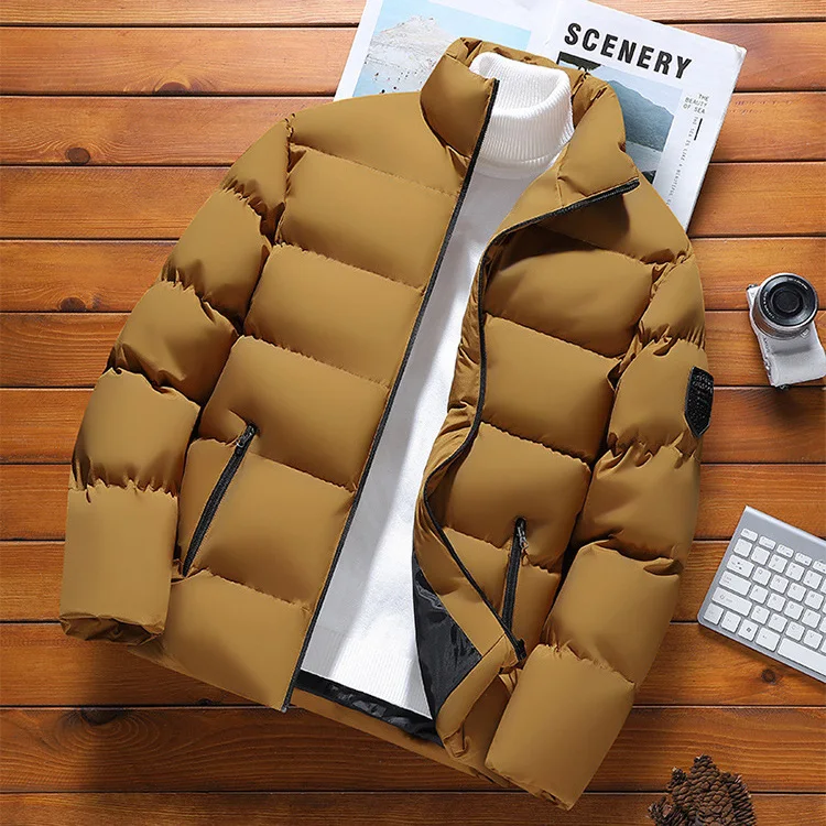 2025 homem parkas para baixo casaco de inverno moda engrossar gola zíper masculino outerwear manga longa casual versátil jaqueta masculina
