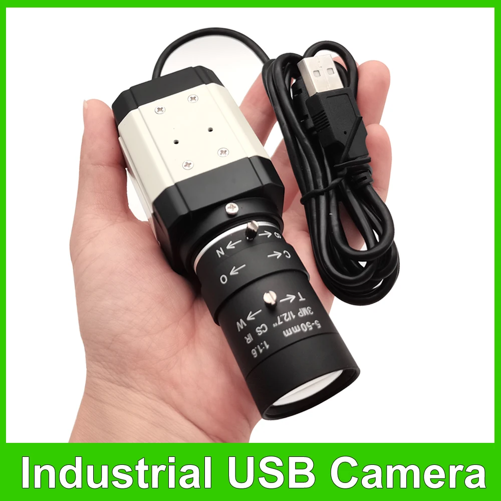 

USB Camera HD 2K 30fps 4MP Mini Box Webcam With 3MP 5-50mm Varifocal CS Lens UVC OTG For Windows Linux Android Plug And Play