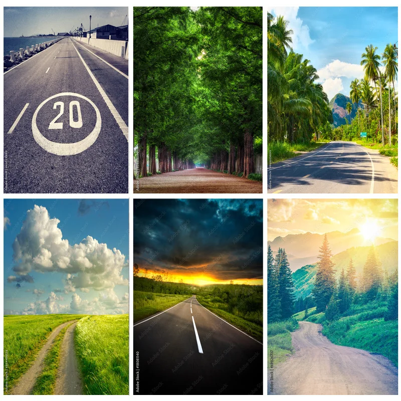 

Natural Scenery Photography Background Highway Landscape Travel Photo Backdrops Studio Props 2279 DLL-09