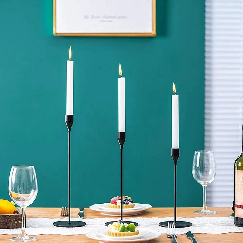 حامل شموع مستدق، حامل شمعدان طويل، مجموعة حامل شموع معدنية طويلة، حامل شموع مزخرف على شكل عمود سهل الاستخدام