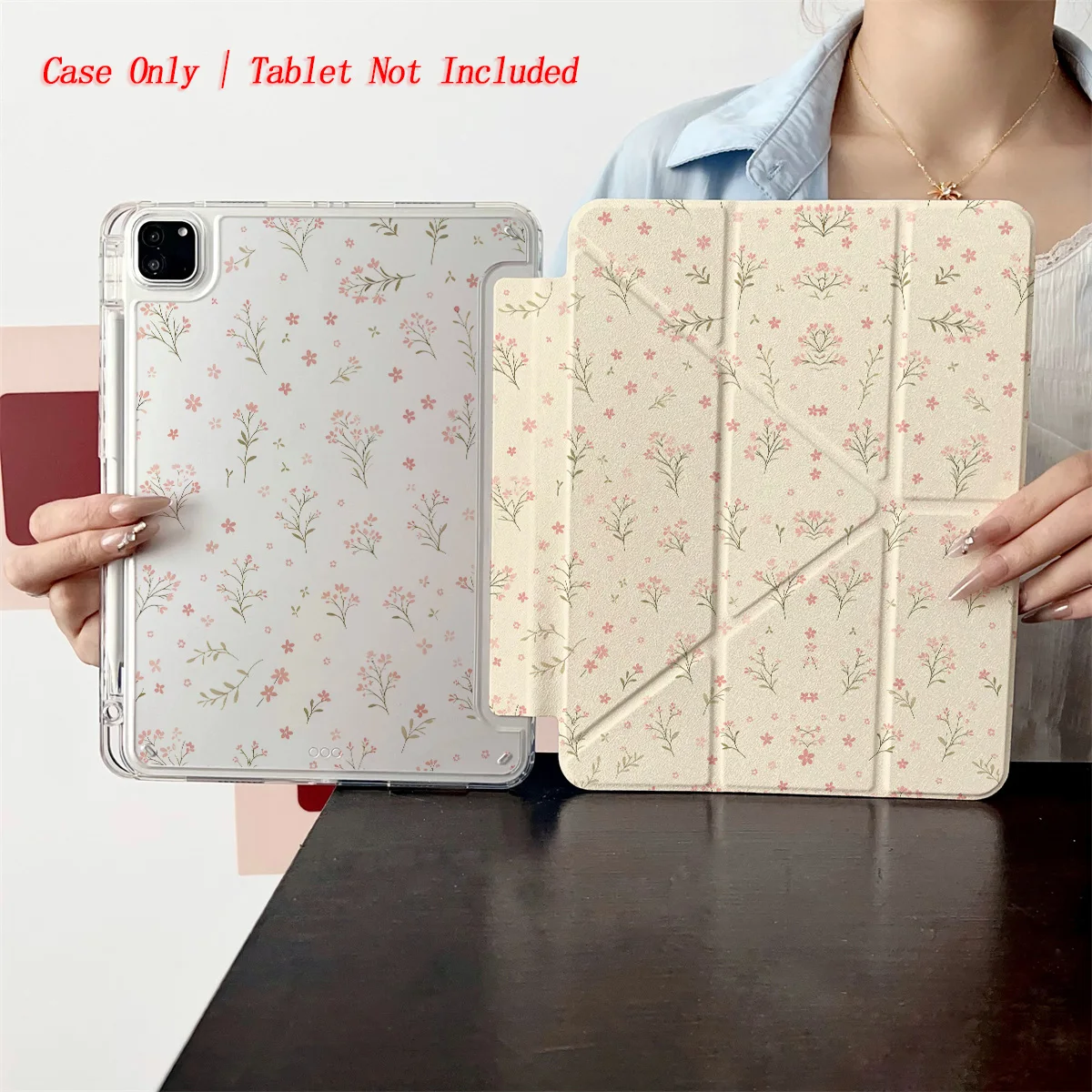 

Trendy Chic Y-Fold Acrylic Many Small Flowers&Star Designs iPad Cover For Apple iPad10th Gen Pro 11 Air 4 Mini 6 Protective Case