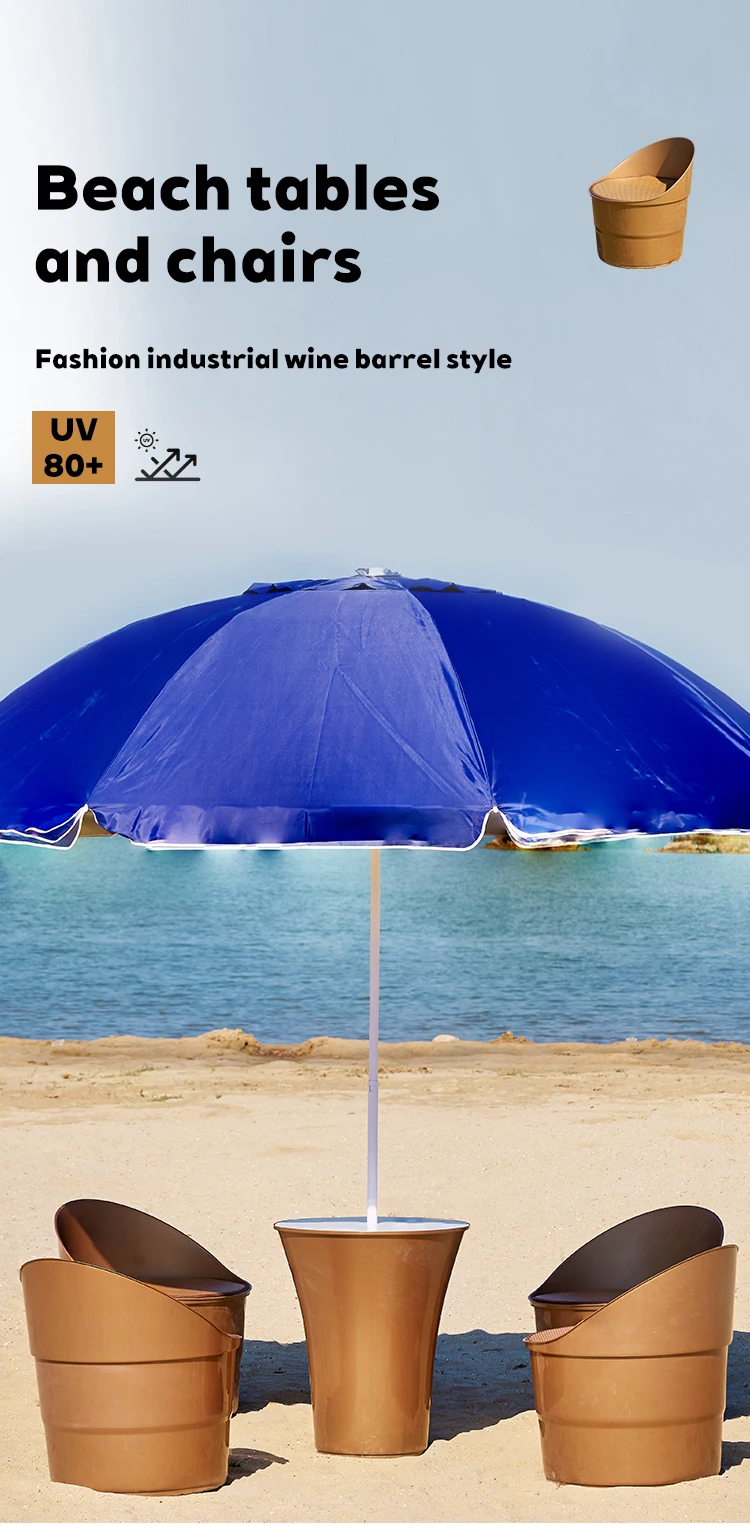 Modern Durable Sunshade Umbrella with Aluminum Ribs for Outdoor Use at Beach & Courtyard