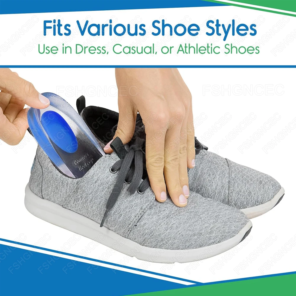 نعال جيل السيليكون للمرأة والرجال أحذية العمل الارتفاع زيادة قوالب أكواب الكعب لتخفيف آلام الكعب دعم التهاب اللفافة الأخمصية #5