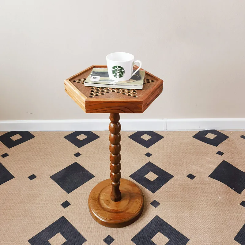 

Fun side a few checkers Nordic solid wood edge a few living room bedside table