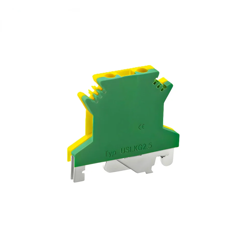 10Pcs USLKG-2.5N PE Din Rail Terminal Blocks Ground Universal Connector Screw Wire Conductor USLKG2.5