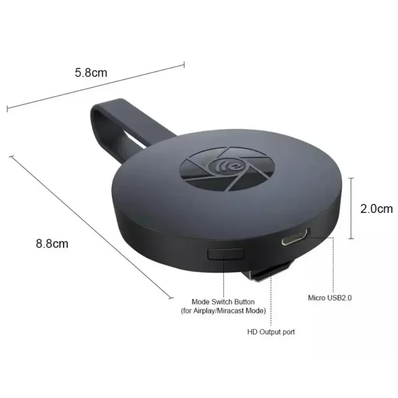 جهاز مشاركة شاشة لاسلكي للهاتف متوافق مع HDMI بدقة 1080 بكسل مع شاشة G2 أفقية ورأسية تتراوح التلفزيون دون تأخير