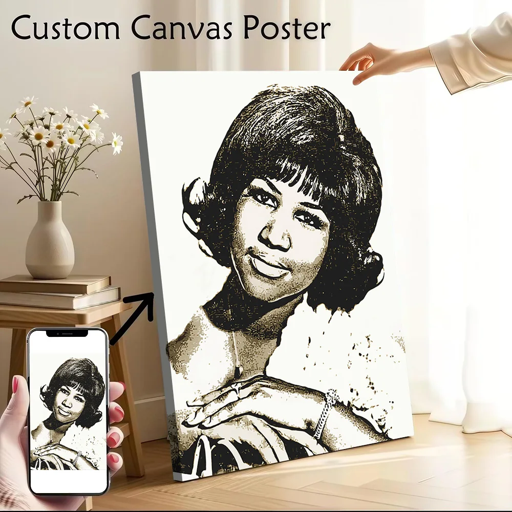 Aretha Franklin Canvas Poster Wall Art Customizable High Quality Printed Picture for Bedroom Decoration Decor Room Painting Home