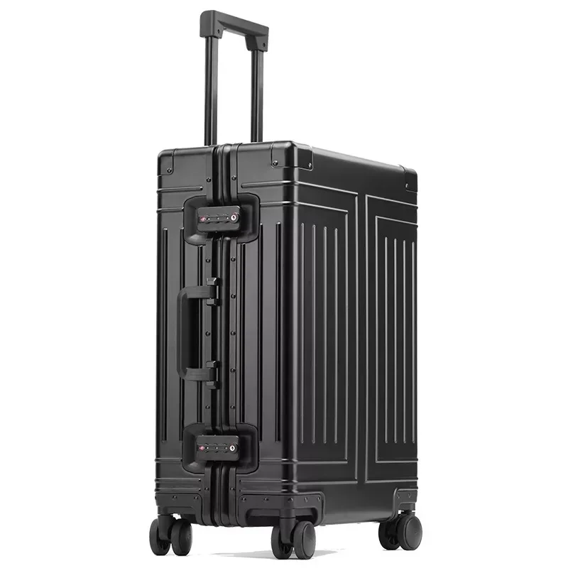 New top quality aluminum travel luggage business trolley suitcase bag spinner boarding carry on rolling luggage 20/24/26/29 inch