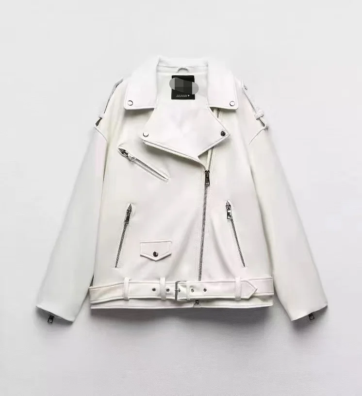 레트로 루즈핏 가죽 재킷 여성 캐주얼 슬레 지퍼 클로저 롱 코트 가을 신상품 PU 소재