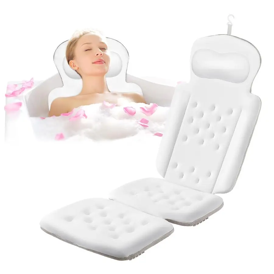 

Подушка для ванны на все тело, подушка для ванны с сетчатым мешком для стирки, подушка-подголовник для ванны с поддержкой шеи и спины 5D