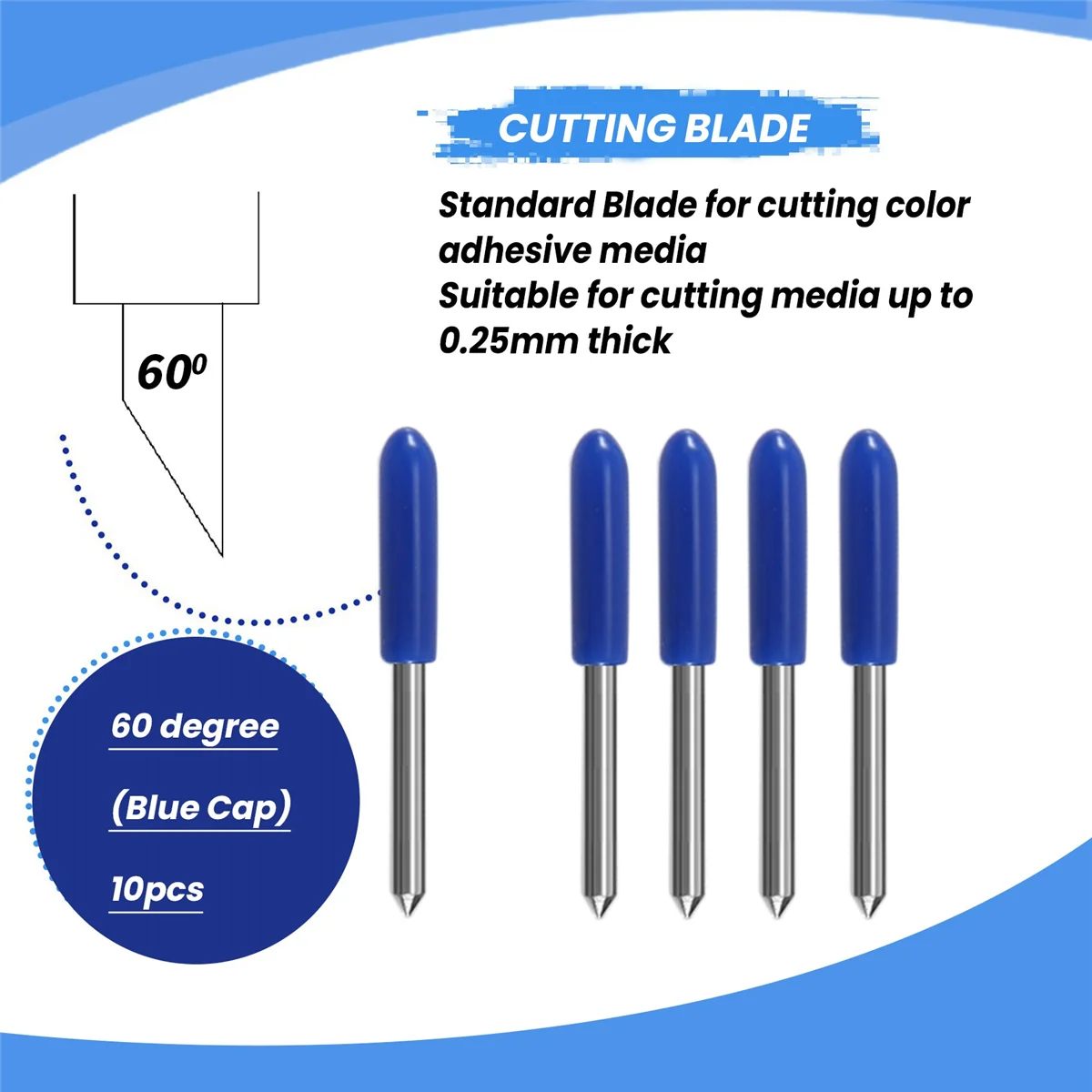 BOFO 30Pcs 30 45 60 Degree Roland Cutting Plotter Cutter Knife Blades Offset