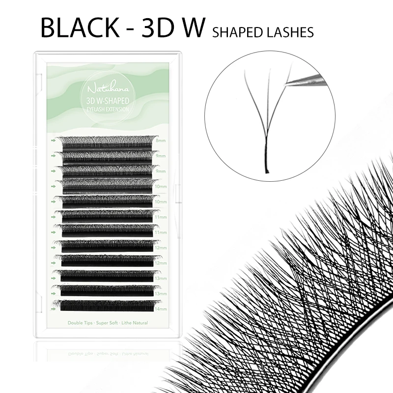 NATUHANA 3D W Shape False Eyelashes, Brown