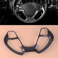 Carbon Fiber Style Car Interior Front Steering Wheel Button Cover Trim Frame Fit for Kia Forte/K3 DX 2014 2015 2016 2017 2018