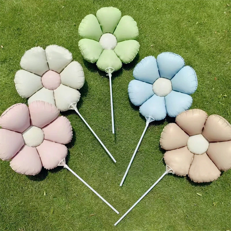 Globo de flores mate, crema esmerilada, caramelo, macarrón, Margarita, estilo, película de aluminio, decoración para fiesta de cumpleaños, 1 ud.
