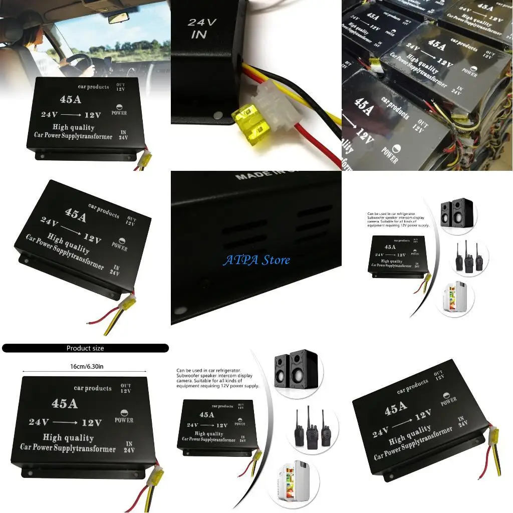 

U13C 24V To 12V Converter Vehicle Power Adapter Supply Reducer For Bus Truck