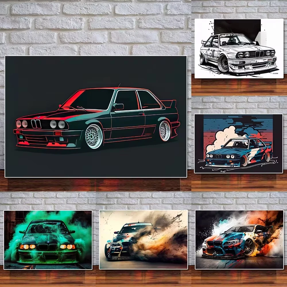 Large Size Retro Sports Car Poster Classic Luxury Racing Graffiti Canvas Painting Supercar Watercolor Wall Art Room Home Decor