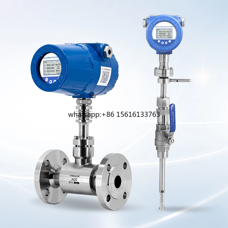 

High Accuracy Inline Thermal Gas Mass Flow Meter Insertion Compressed Air Natural Gas Flowmeter Biogas Mass Flow Measurement