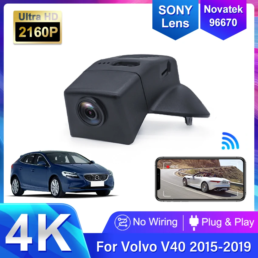 

Plug and Play 4K Car DVR Dash Cam Wifi Front Rear Camera Video Recorder for Volvo V40 2012 2013 2014 2015 2016 2017 2018 2019