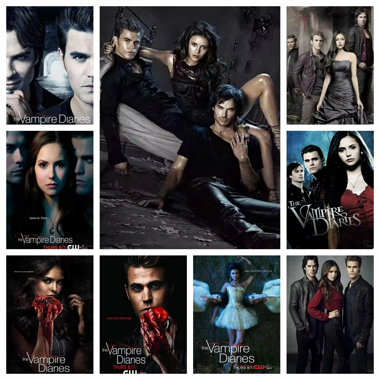 Kit de peinture diamant à faire soi-même, dessin animé The Vampire Diaries, Damon Stefan Elena, bijoux brodés, mosaïque, décoration de la maison, cadeau