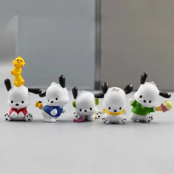 5 ชิ้นชุด Sanrio อะนิเมะรูปตุ๊กตา 3-4 เซนติเมตร Kawaii Pochacco Melody ชุดอุปกรณ์เสริมของเล่นเด็กของขวัญตัวเลขการกระทํางานอดิเรก Gif