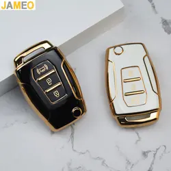 Golden Edge TPU Key Cover Shell Car Key Cover for SsangYong Kyron 2 Sanka Actyon Korando Tivoli 3 Buttons Remote Key Case
