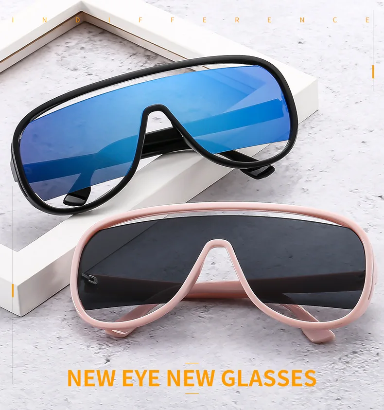 New Fashion Retro One Piece Sunglasses For Women Men Oversized Luxury Brand Sun Glasses Gradient Shades UV400 Eyeglasse