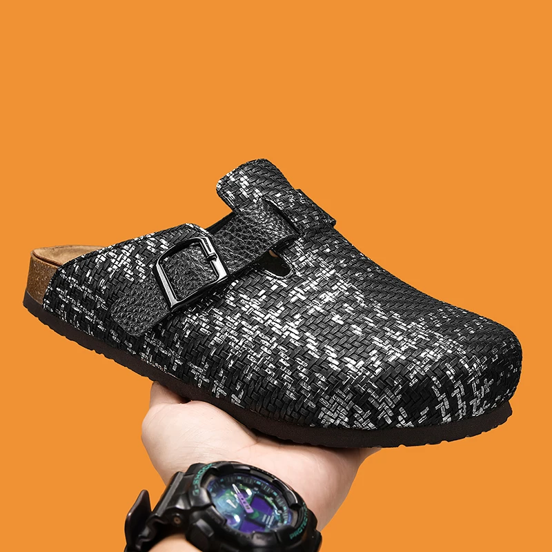 Classic Versatile Four‑Season Closed‑Toe Cork Slippers Outdoor Beach Men Women Mules Fashion Non‑slip Half Slippers