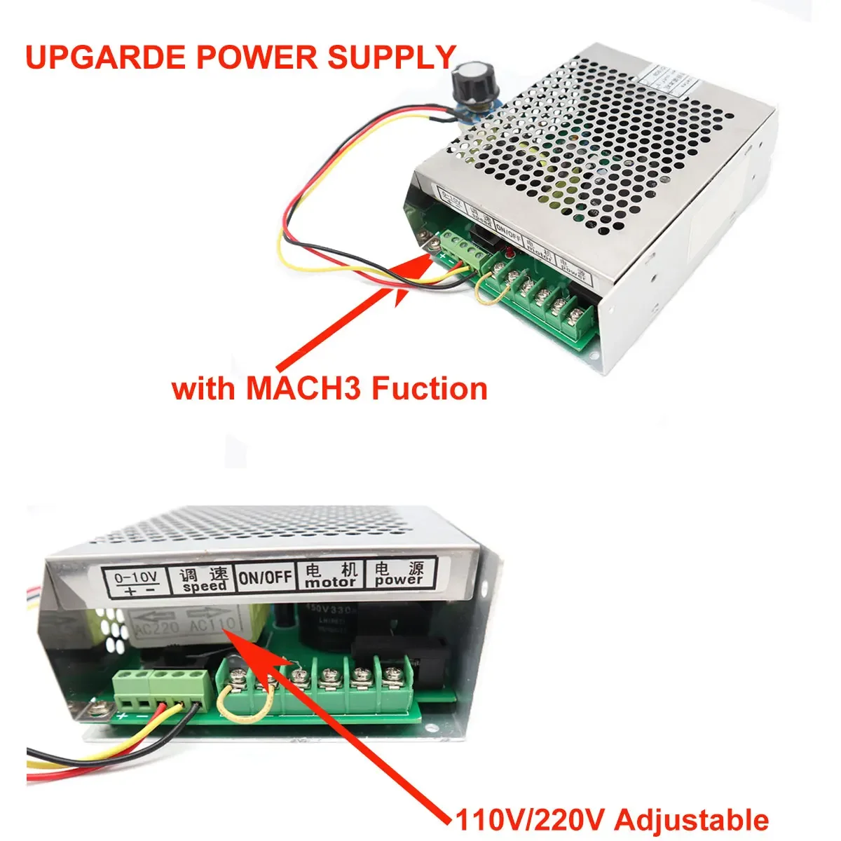 Imagem -05 - Refrigerado do Eixo do Motor e Alimentação Regulador de Velocidade Cnc Spindle Motor Kit Er11 Chuck 0.8kw Dc110v 20000rpm ar