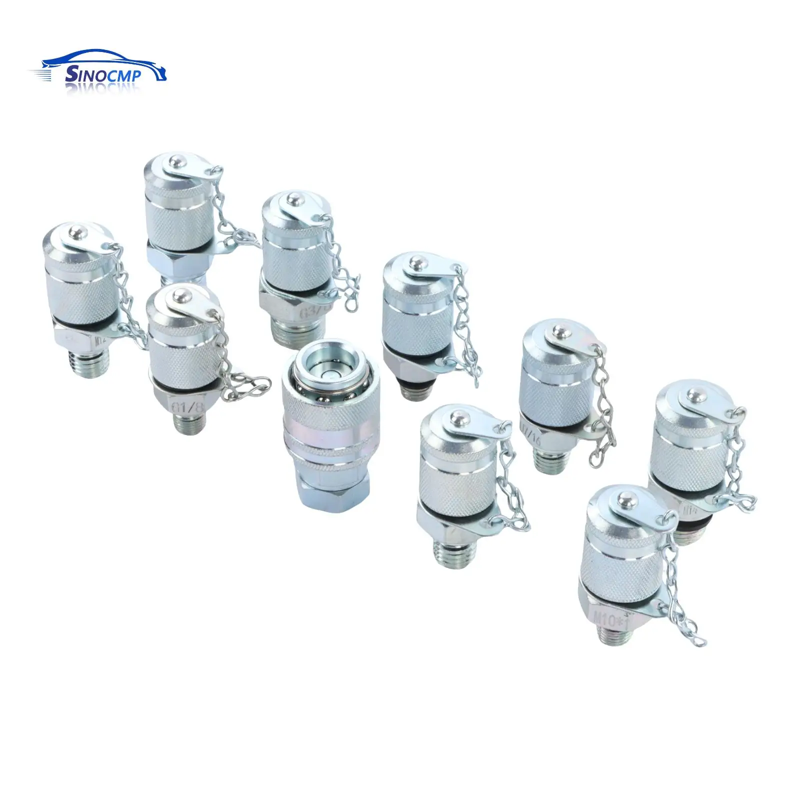 

10 PCS Silver Test Coupling For Hydraulic Excavator Pressure Gauge Parts Kit Parts For CAT John Deere Bobcat Case New Holland