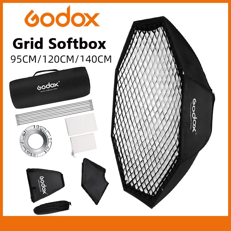 Godox 95cm Softbox Octagon Honeycomb Grid Softbox soft box with Bowens Mount for Studio Flash MS200 Video lights VL150 SL150