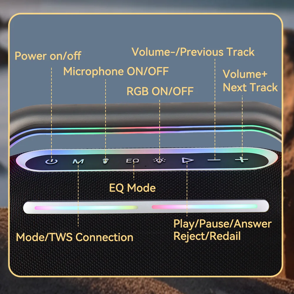 150w de alta potência sem fio bluetooth alto-falante ao ar livre à prova dwaterproof água portátil subwoofer multi-função led luz soundbox com 2 microfone
