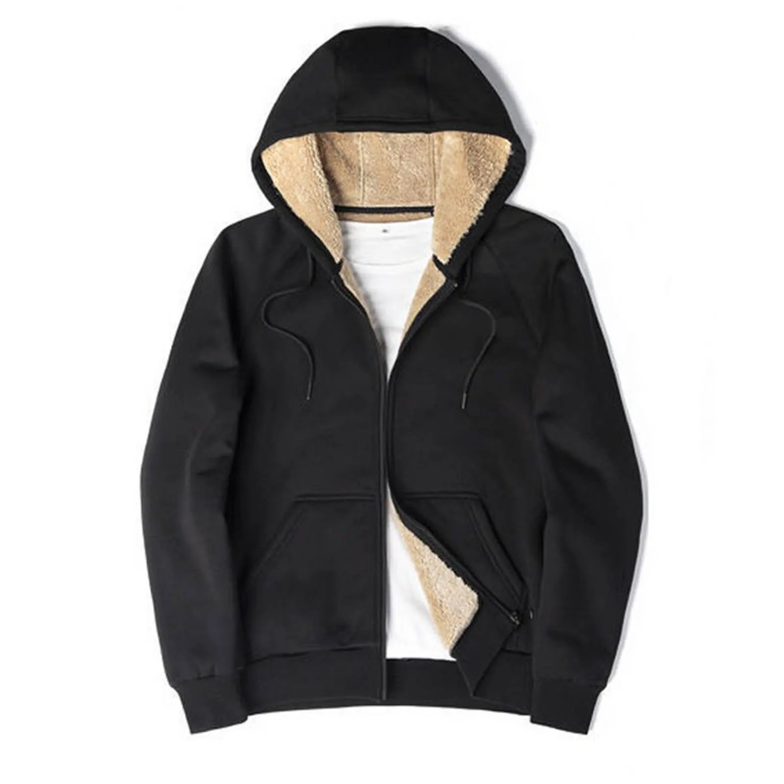 Solid Color Hoodie Mens Sweatshirt Zip Up Hooded Pullovers Large Size Sweater Cute Warm Sweatshirts Zipper Jacket Oversize