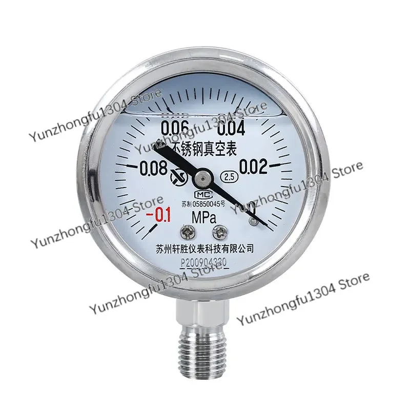 Yn60bf-0.1-0mpa Shock-Resistant Stainless Steel Vacuum Meter Anti-Corrosion and High Temperature Resistance Suction Gauge