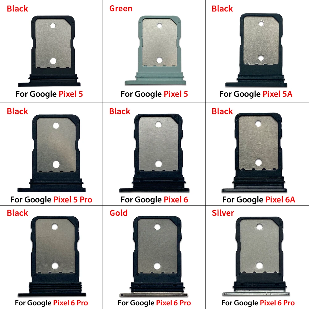 SIM 카드 트레이 칩 슬롯 서랍 홀더 어댑터 액세서리 부품 구글 픽셀 5 / 5 프로 / 5A / 6 프로 / 6A (싱글 카드)용