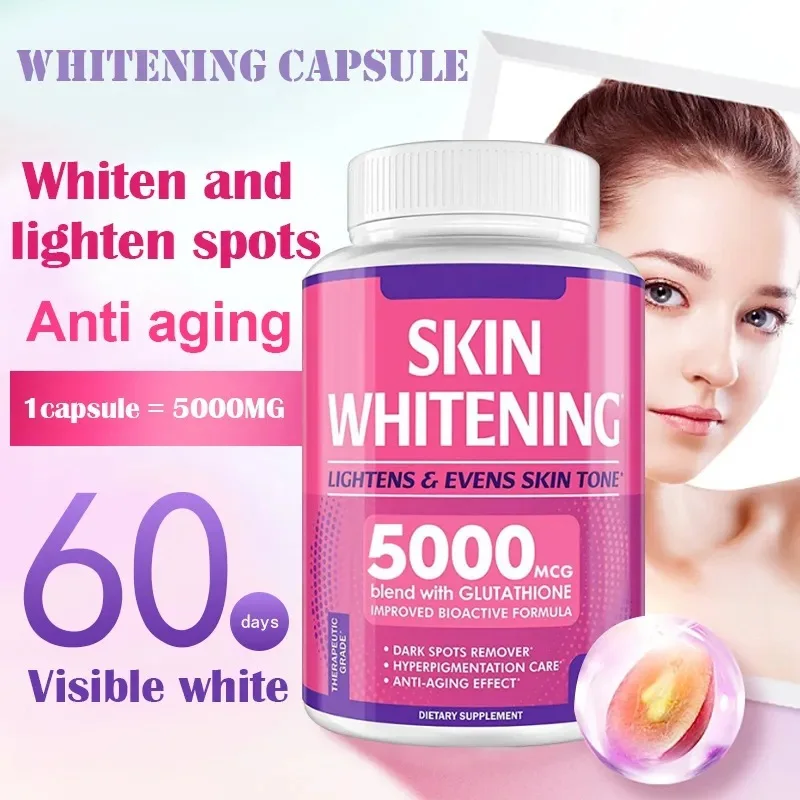 

Gluatathione Whitening Skin Capsules Dark Spots & Acne Scar Remover 5000MCG Vegan Skin Bleaching Pills Anti-Aging & Antioxidant