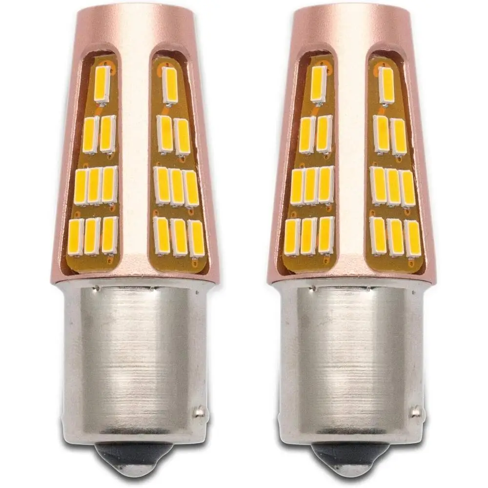 

12V DC P21W Turn Signal Red Shell Yellow Light in Pairs Universal fit for most vehicles with P21W bulb type.