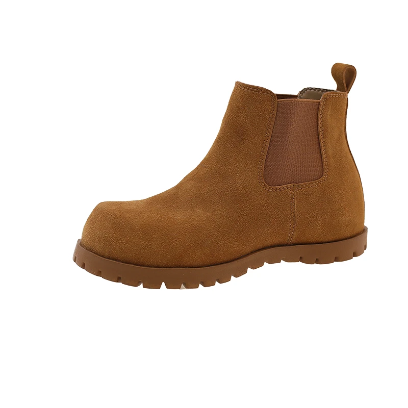 

Meotina Women Genuine Leather Ankle Boots Round Toe Height Increasing Mid Heels Chelsea Short Boots Ladies Shoes Autumn Winter