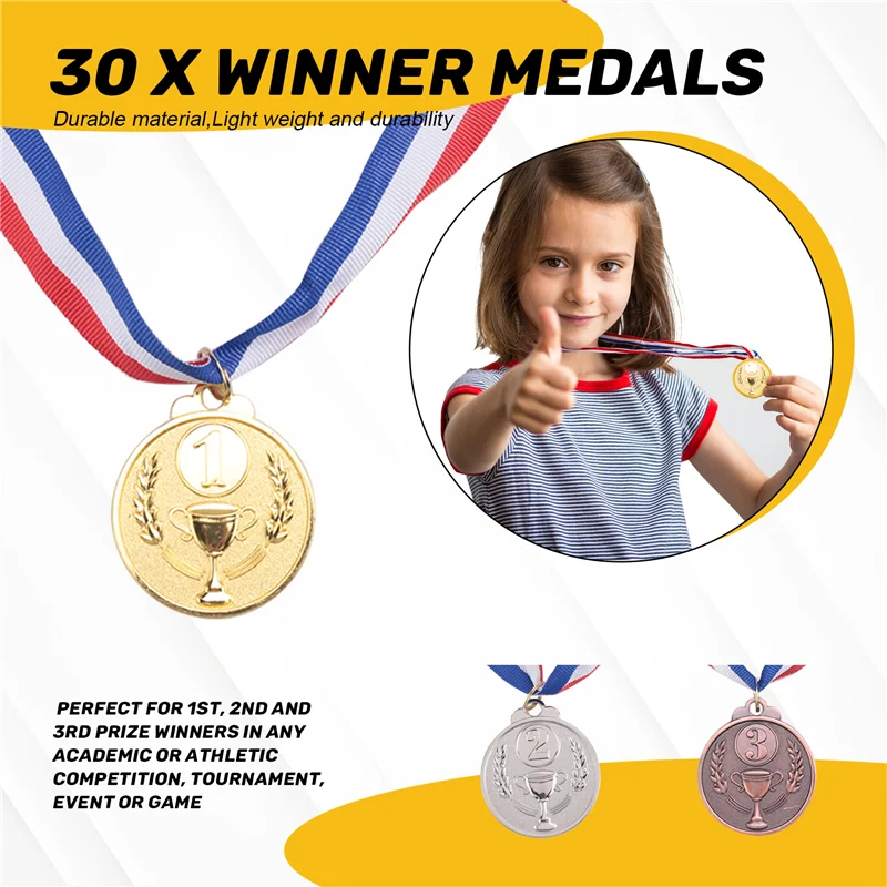 WOWFU-30 Buah Medali Penghargaan Emas Perak Perunggu Pemenang Medali Penghargaan Hadiah ke-1 ke-2 ke-3 untuk Kompetisi