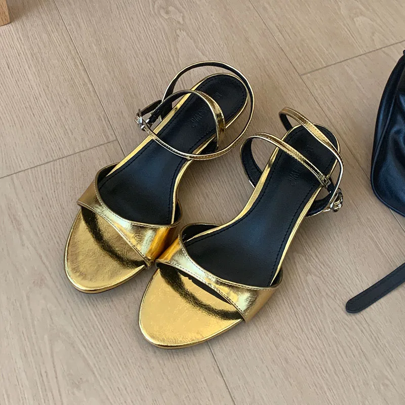 New 2026 Summer Women Low Heel Sandals Elegant Female Ankle Strap Footwear Fashion Peep Toe Dress Ladies Heeled Sandals Shoes - view 3
