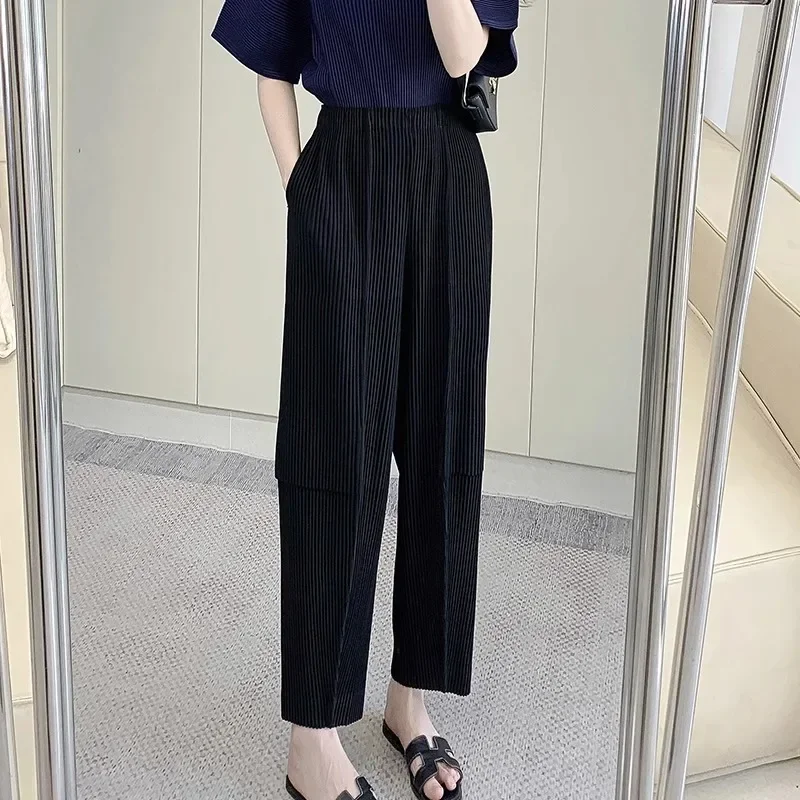 

Miyake Pleated Work Pants Children's 2024 Autumn and Winter New Loose Slimming High Waist Casual Wide Leg Pants Carrot Pants