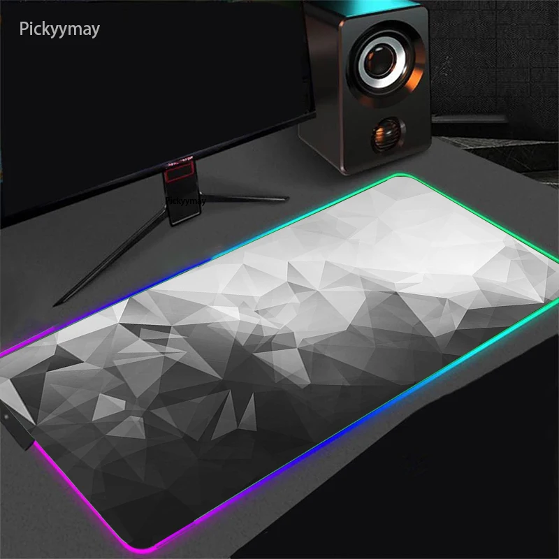 Black And White Line 90x40cm RGB Gaming Mouse Pad Large Gamer Big Mouse Mat Computer Gaming Keyboard Desk LED Backlit Mousepad