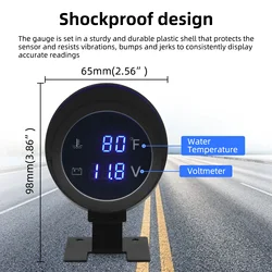 Misuratore di temperatura automatico per Auto 2in 1 voltmetro digitale indicatore di temperatura dell'acqua voltmetro 14-284 Fahrenheit sensore di indicatore di temperatura