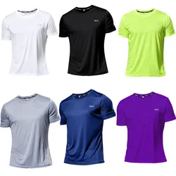 2 sztuk jakości poliester mężczyźni Running T Shirt szybkie pranie koszulka treningowa szkolenia ubrania do ćwiczenia siłownia sportowa koszula topy lekkie