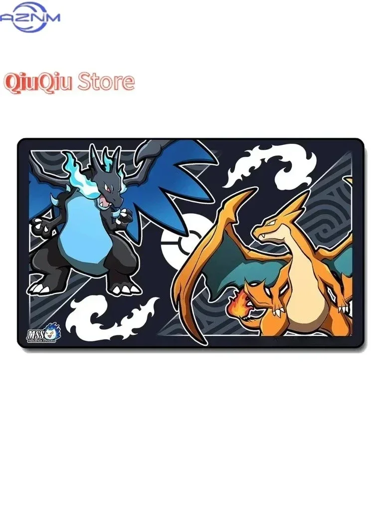 Dual Charizard Evolution mouse pad, Waterproof Non-slip Surface, Dark Background Anime Card Gaming Playmat