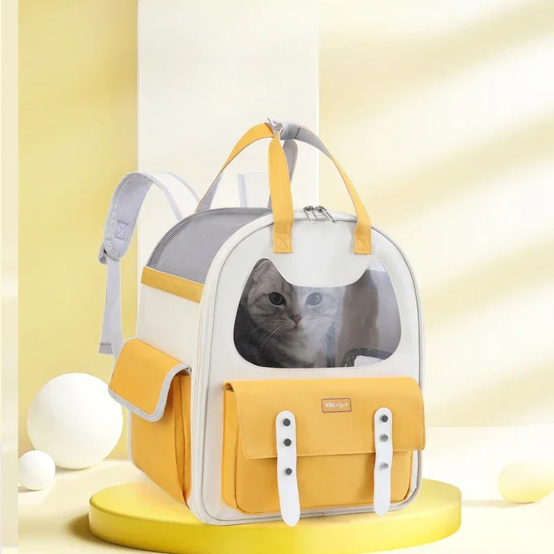 Cat Backpack Portable Pet Carrier Bag Breathable Mesh Shoulder Bag Cat Outdoor Travel Handbag With High Quality Zipper