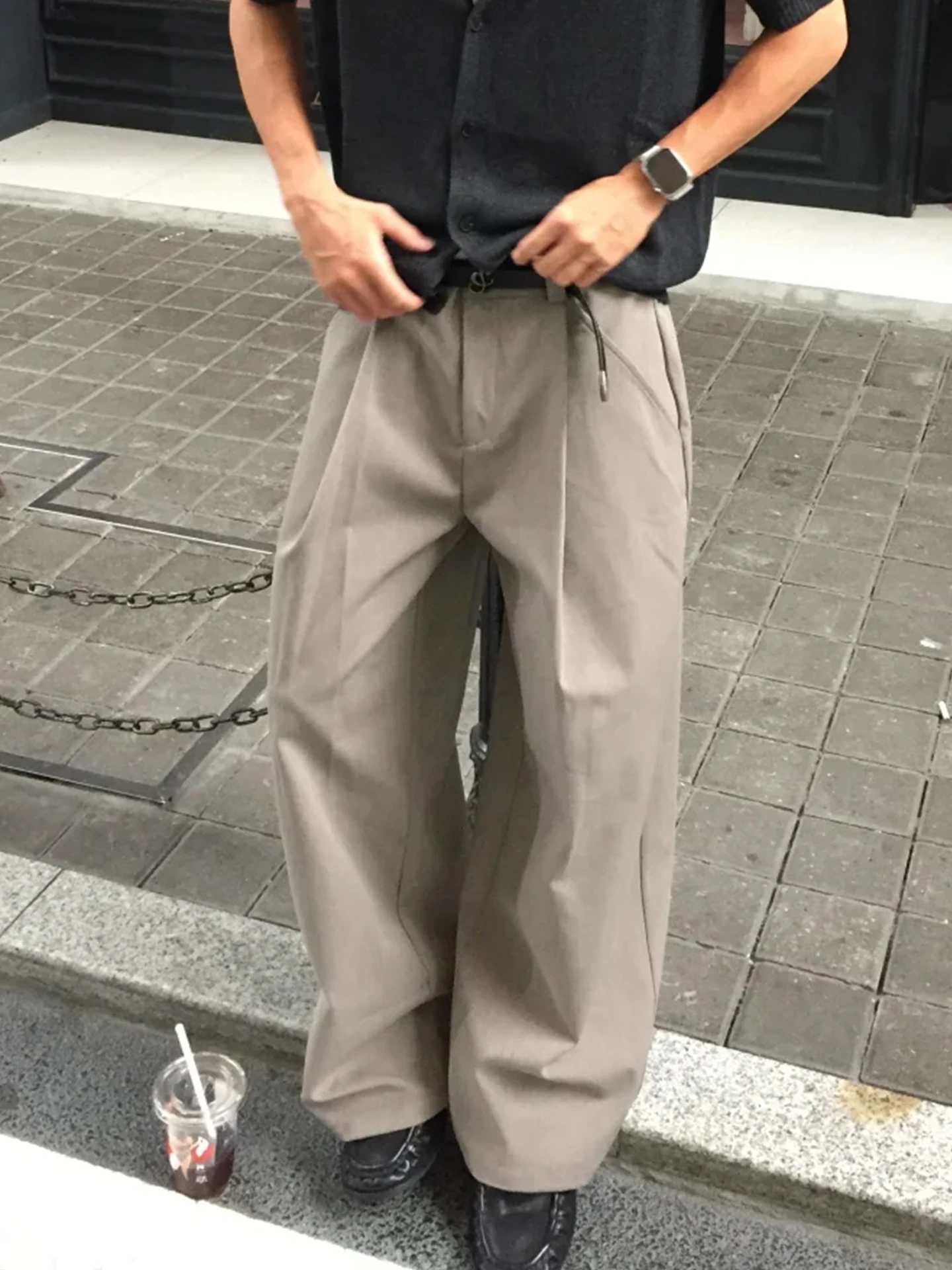 

Повседневные мужские брюки цвета хаки в американском ретро-стиле, с двойными складками, А-силуэт, свободные, прямые, длинные, для повседневной носки