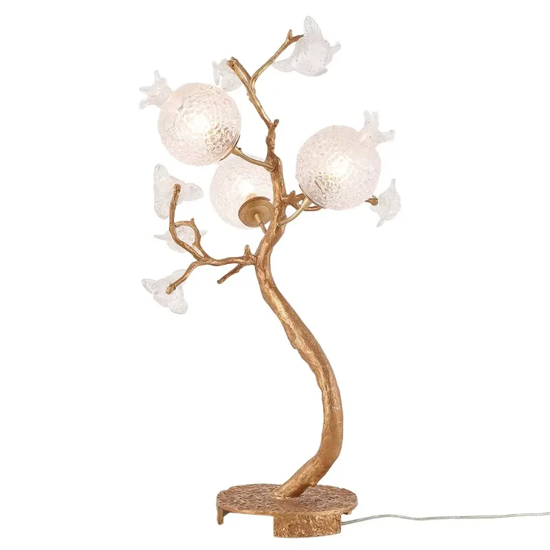 Energy saving best-selling modern decorative art aluminum glass desk lamp flower pomegranate tree design adjustable color