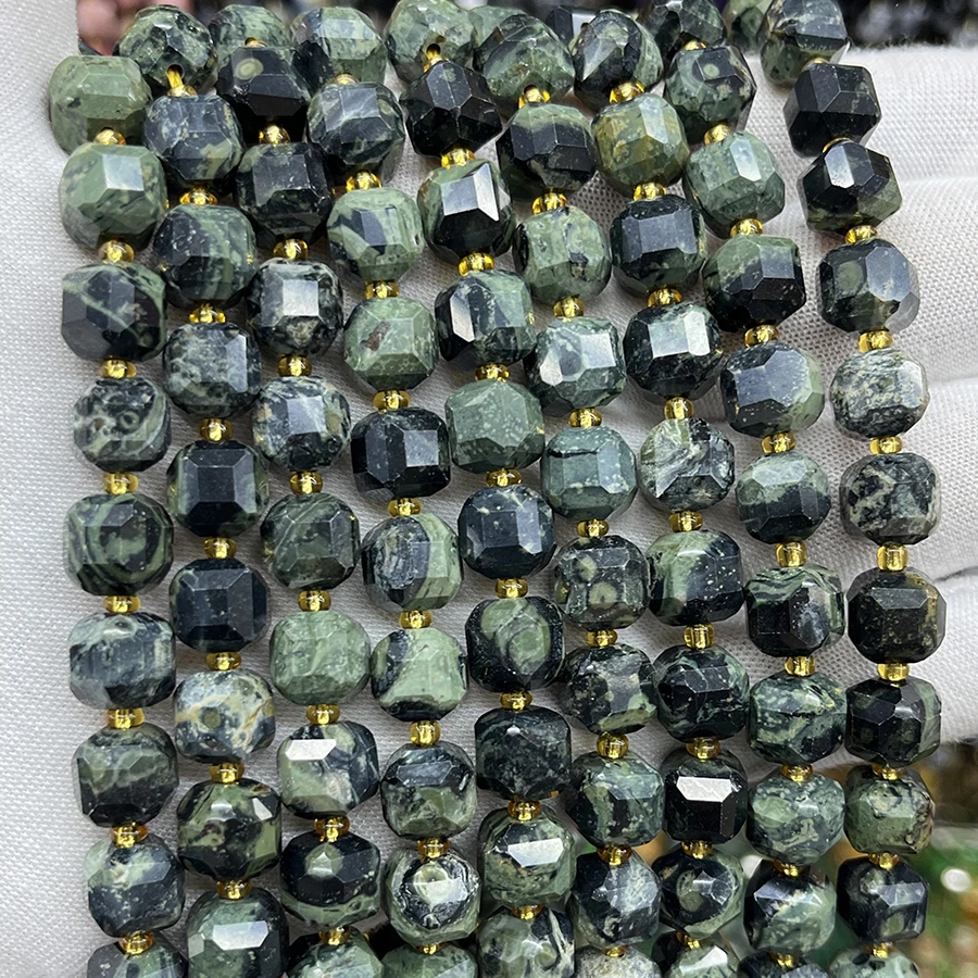 Natural Stone Green Eye Stone Handmade Faceted Cube Loose Beads For DIY Jewelry Making Bracelet Necklace 8-9mm