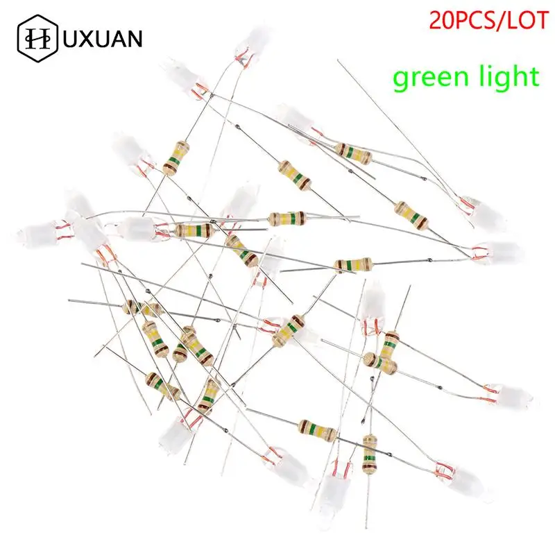 

20Pcs Green Indicator Neon Light Sign F4 Neonlight With Resistor 4*10mm Glow Lamp Accessories