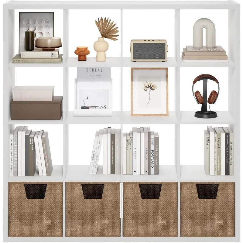 Cubicle Open Back Decorative Cube Storage Organizer, 16-Cube, White